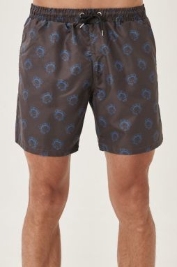 AC&Co / Altınyıldız Classics Men's Sax Black Standard Fit Casual Patterned Swimwear Marine Shorts.