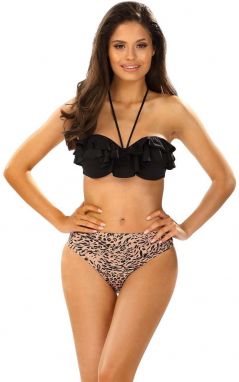 Čierno-leopardie push-up bikiny s volánmi Rebecca