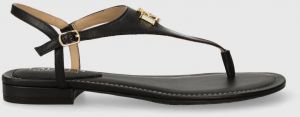 Kožené sandále Lauren Ralph Lauren Ellington dámske, čierna farba, 802941000000