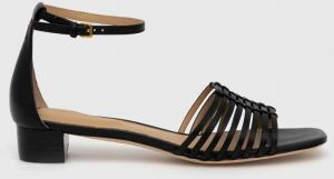 Kožené sandále Lauren Ralph Lauren Fionna dámske, čierna farba, 802920000000