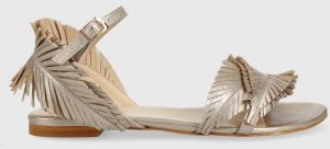 Kožené sandále Baldowski dámske, béžová farba