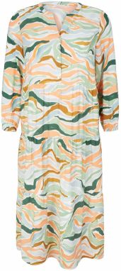 Tom Tailor Women + Šaty  pastelovo zelená / tmavozelená / oranžová / biela