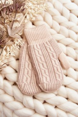 Warm women's one-finger gloves, beige