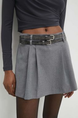 Sukňo-šortky Answear Lab šedá farba, jednofarebné, vysoký pás