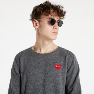 Comme des Garçons PLAY Red Heart Crewneck Jumper Mid Grey