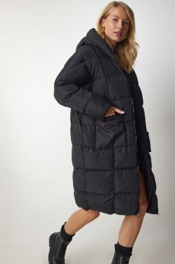 Happiness İstanbul Women's Black Hooded Oversized Down Coat