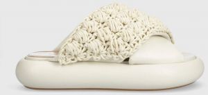 Šľapky JW Anderson Crochet Twister dámske, béžová farba, na platforme, ANW42027A