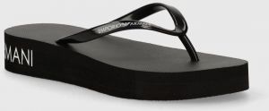 Žabky Emporio Armani Underwear dámske, čierna farba, na platforme, XVQS07 XN118 00002