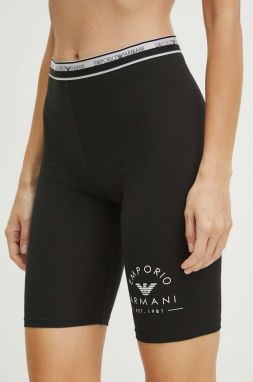 Šortky Emporio Armani Underwear dámske, čierna farba, jednofarebné, vysoký pás, 164432 4R227