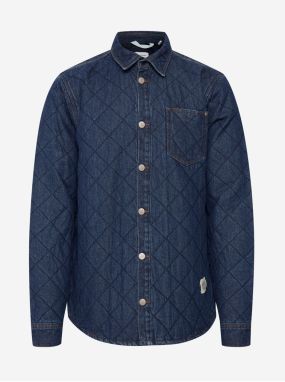 Dark Blue Quilted Denim Shirt Blend - Men