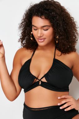 Trendyol Curve Black Tie Detailed Slimming Effect Bikini Top