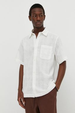Bavlnená košeľa Les Deux pánska, biela farba, regular, s klasickým golierom