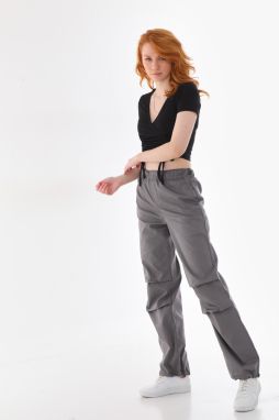 BİKELİFE Women's Gray Stoppered Parachute Trousers