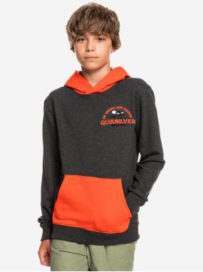 Orange-Grey Boys Brindle Hoodie Quiksilver Open Spot - Boys