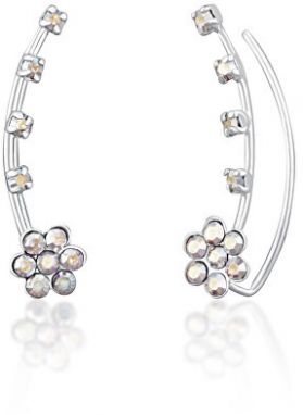 JwL Luxury Pearls Kvetinové pozdĺžne náušnice s kryštálmi JL0722