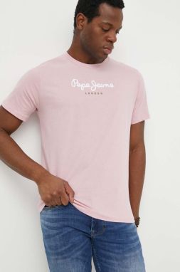 Bavlnené tričko Pepe Jeans Eggo pánsky, ružová farba, s potlačou