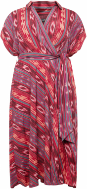 Lauren Ralph Lauren Plus Košeľové šaty  tmavošedá / svetloružová / grenadínová / karmínovo červená