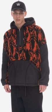 Mikina Wood Wood Palmer Swirl Print Fleece Hoodie 12245600-2075 RUST pánska, oranžová farba, s kapucňou, vzorovaná