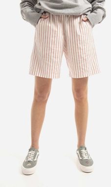Bavlnené šortky Wood Wood Kamma Dobby Stripe Shorts biela farba, vzorované, stredne vysoký pás 12211800-1102 DUSTY ORANGE STRIPES