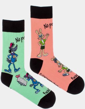 Ružovo-zelené vzorované ponožky Fusakle No počkej!