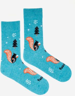 Modré dámske vzorované ponožky Fusakle veveryska