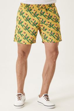 AC&Co / Altınyıldız Classics Men's Yellow Standard Fit Casual Patterned Swimwear Marine Shorts.