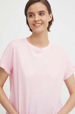 Bavlnené tričko Pepe Jeans LIU dámske, ružová farba, PL505832