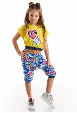 Mushi Heart to Heart Girl's Crop Top Capri Shorts Set