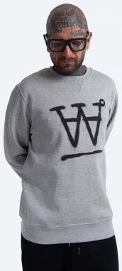 Bavlnená mikina Wood Tye Sweatshirt 10135606-2424 GREY MELANGE pánska, šedá farba, s nášivkou