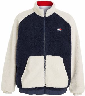 Tommy Jeans Plus Flisová bunda  námornícka modrá / ohnivo červená / biela