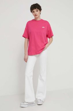Bavlnené tričko Dickies ružová farba