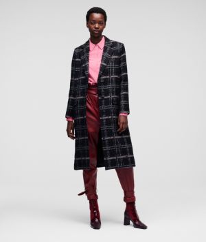 Kabát Karl Lagerfeld Logo Check Tailored Coat