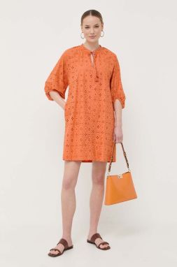 Bavlnené šaty Marella oranžová farba, mini, rovný strih