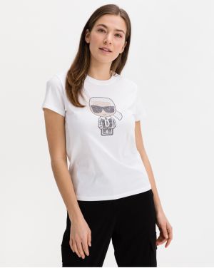 Women's white patterned T-shirt KARL LAGERFELD - Women