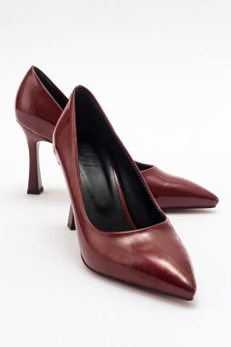 LuviShoes FOREST Women's Burgundy Patent Leather Heeled Shoes