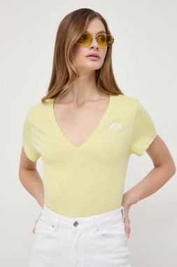 Bavlnené tričko Pinko dámsky, žltá farba, 102950.A1N8