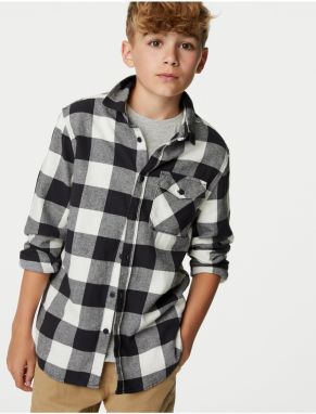 Sada chlapčenskej košele a tričká v čiernej a šedej farbe Marks & Spencer