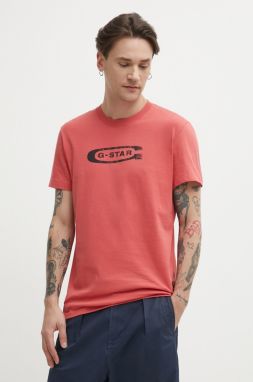 Bavlnené tričko G-Star Raw pánsky, ružová farba, s potlačou