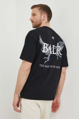 Bavlnené tričko BALR. Game of the Gods pánske, čierna farba, s potlačou, B1112 1240