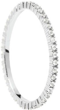 PDPAOLA Minimalistický prsteň zo striebra s trblietavými zirkónmi White Essential Silver AN02-347 52 mm