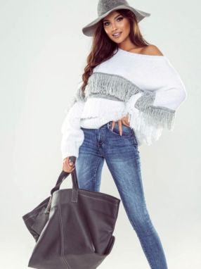 Sweater white By o la la cxp1221.white/grey