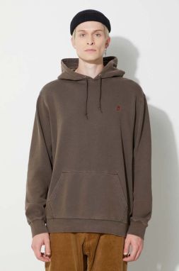 Bavlnená mikina Gramicci One Point Hooded Sweatshirt pánska, hnedá farba, s kapucňou, jednofarebná