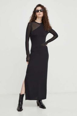 Šaty Bruuns Bazaar čierna farba, maxi, priliehavá