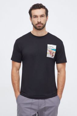 Športové tričko Smartwool Mountain Patch Graphic čierna farba, s nášivkou