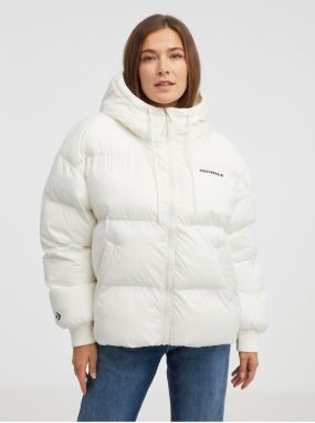 Women's Cream Quilted Oversize Jacket Converse Short Puffer Jacket - Women