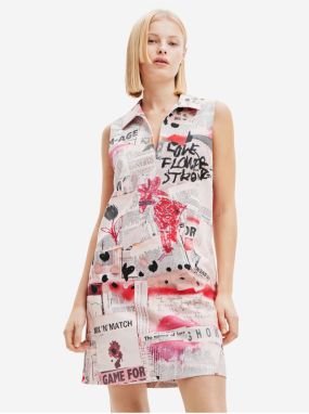 Pink and White Women Patterned Dress Desigual Loa - Women