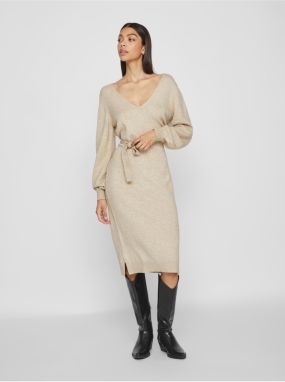 Beige Ladies Sweater Dress VILA Ril - Ladies