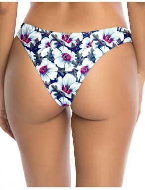 Modro-biele kvetované plavkové nohavičky brazílskeho strihu Cheeky Brazilian Cut Bikini Hibiscus