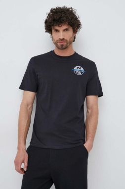 Bavlnené tričko North Sails čierna farba, s potlačou