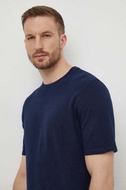 Bavlnené tričko Sisley pánsky, tmavomodrá farba, jednofarebný